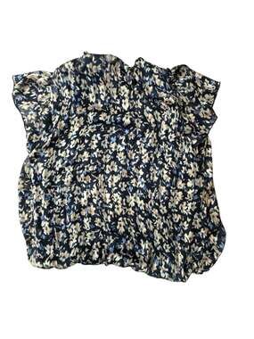 Tamara H Ruffle Cap Short Sleeve Blue Floral Blouse size 1X